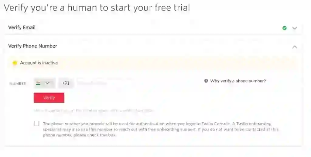 Подтверждение аккаунта с помощью номера телефона