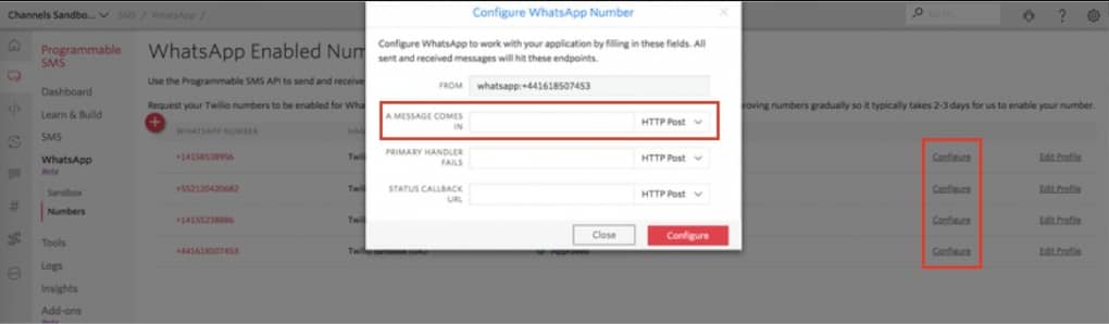 Скопированный адресный номер в WhatsApp переносим в Twilio