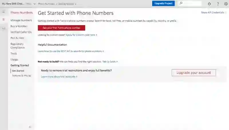 В разделе Phone number арендуем номер для последующей интеграции